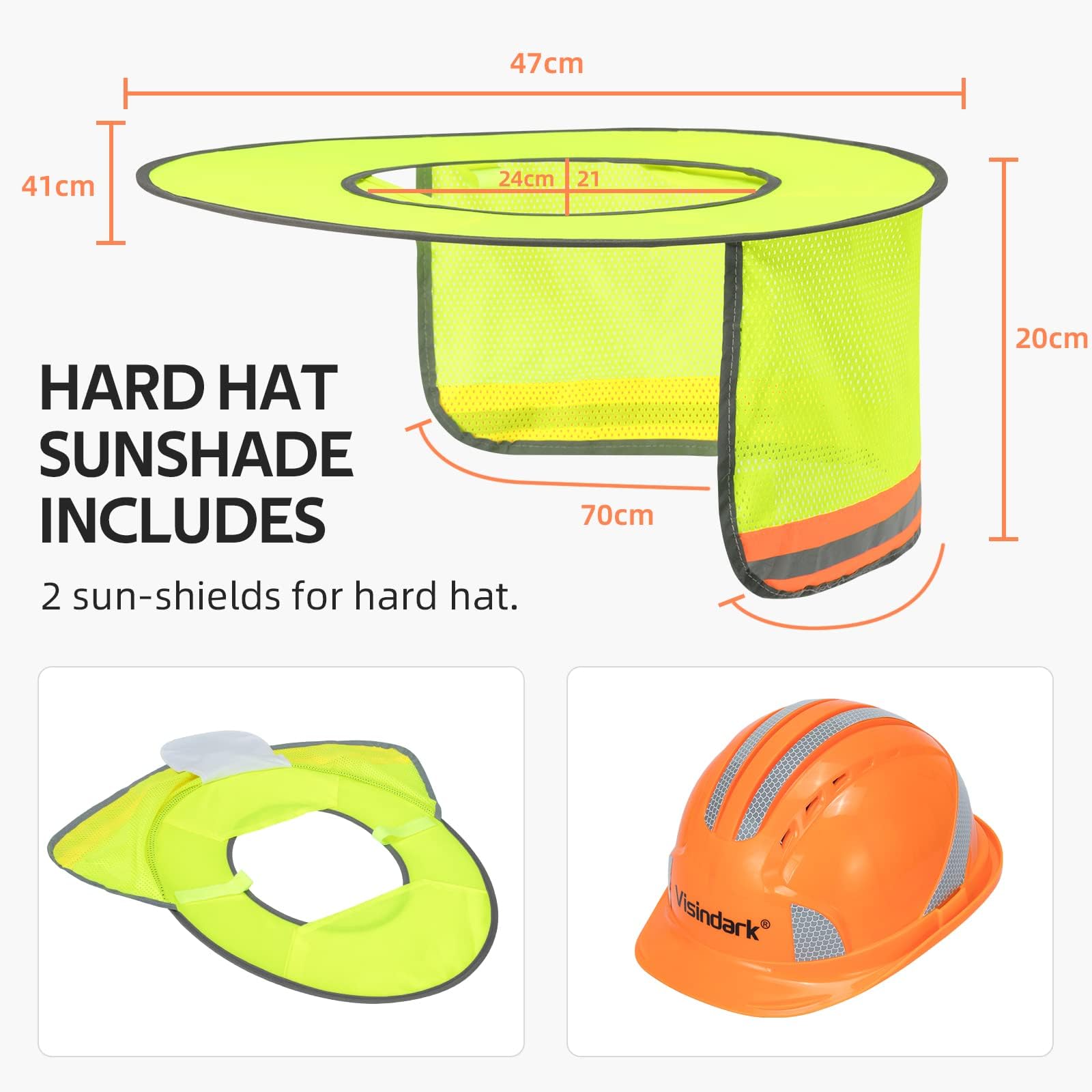 2 Pieces Yellow Safety Helmet Sunshade for Outdoor Work,Hard